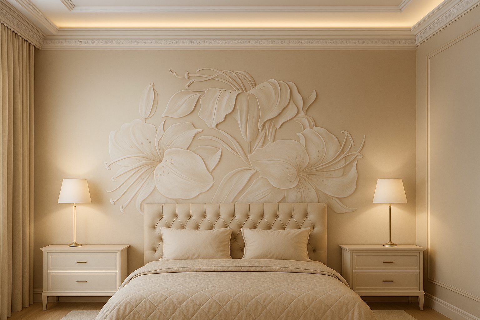 Fresco in bedroom interior